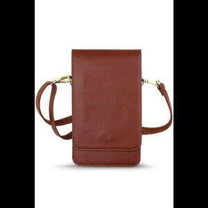 Gear Beast RFID Crossbody Phone Holder with Detachable Strap Cognac